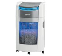 Leitz IQ OptiMax Office 300 destructora microcorte, Seguridad P5 | Destruye 300 hojas A4 a la vez, tecnología rotación de papelera, 25 L, ultrasilenciosa, compacta, oficina, RGPD