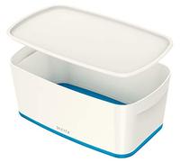 Leitz Caja de almacenaje MyBox pequeña con tapa A5 5 L Blanco/Azul metalizado de plástico brillante