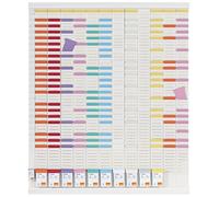 Leitz Nobo 1915626 - Kit de planificación anual con enchufes T, pared, 12 columnas y 54 ranuras para enchufes T índice 2, fichas T coloridas, columna índice, etiquetas impresas, portaetiquetas