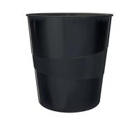 Leitz Papelera de Plástico WOW, Negro, 15 Litros