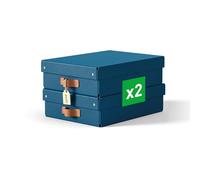 Leitz Puro Caja de Almacenamiento Mediana con Tapa - Juego de 2 Cajas de Almacenamiento, Compatibles con Cubos y Estanterías, Organizador Apilable 8L, Apto para Hogar y Oficina (27 x 37 x 10cm, Azul)