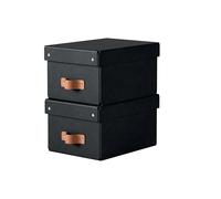 Leitz Puro Caja de Almacenamiento Pequeña con Tapa - Set de 2 Cajas de Almacenamiento, Compatibles con Cubos y Estanterías, Organizador Apilable 7L, Apto para Hogar y Oficina (20 x 28 x 15 cm, Negro)