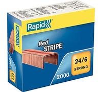 Leitz Rapid 11700245 Grapas 24/6 mm, galvanizado, con rayas en rojo, 2000 unidades)