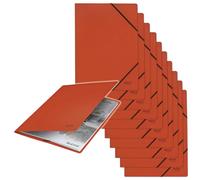 Leitz Recycle Carpeta de Papelería para Folios A4 con Gomas Elásticas y Capacidad de 250 Hojas, Cartón 100% Reciclado, Rojo - 39080025