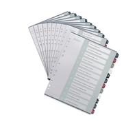 Leitz Separadores A4, 10 unidades, 1-12, 12 separadores, portada rotulable, extraancha, polipropileno, estilo, multicolor, 12380000