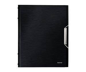 Leitz Style 39960094 - Clasificador A4, Para 200 hojas, Índice integrado con 12 compartimentos, Cierre con goma elástica, Plástico flexible, Negro satinado