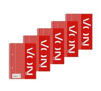 Leitz VON 45760001 - Bloc de notas (A5, cuadriculado, 5 unidades, 160 páginas, 80 hojas, ideal para oficina, estudio y escuela, con borde izquierdo)