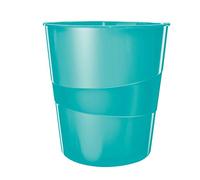Leitz WOW 52781051 - Papelera (6 unidades, 15 L, plástico), color azul hielo