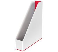 Leitz WOW Archivador de Revistas, Archivador de Revistas de Doble Color Blanco/Rojo, Caja de Almacenamiento Vertical, 53621026