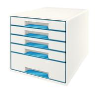 Leitz Bucs de cajones WOW Desk Cube 52142036 – Nueva versión 5 cajones azul metalizado/blanco