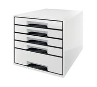 Leitz WOW Desk Cube Fichero de cajones con 1 cajón grande y 4 pequeños, Blanco/negro