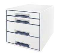 Leitz Wow Desk Cube Fichero de cajones de sobremesa con 2 cajones grandes y 2 pequeños, blanco/gris