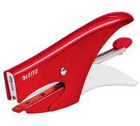 Leitz WOW Grapadora de Tenaza, Grapadora Roja, Grapa hasta 15 Hojas, Cuerpo Metálico Ergonómico, Incluye 1000 Grapas No. 8, 55472026