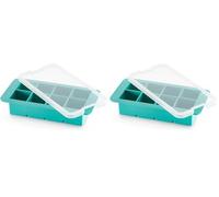 Lékué Bandeja de Silicona para cubitos de hielo XL Cuadrada (Paquete de 2)