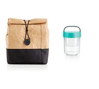 Lékué Bolsa Porta Alimentos, Tyvek, Marrón, 4 L & Recipiente hermético para transportar alimentos, Turquesa, 400 ml