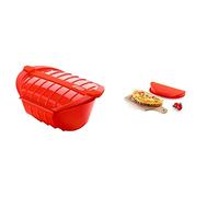Lékué Estuche Hondo De Vapor Xl, Capacidad De 1000 Ml, Para 3-4 Personas, Color Rojo + Recipiente Para Cocinar Tortillas Francesas En Microondas, Color Rojo