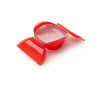Lékué Estuche vapor hondo con bandeja, 1/2 personas, silicona platino Rojo, 0.5 l