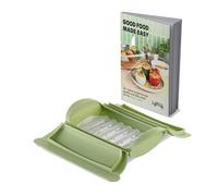 Lékué Estuche vapor silicona verde c/bandeja y libro INGLES, 1-2 pers.650ml