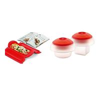 Lékué - Kit Estuche de vapor 1,2 personas + libro de recetas, 650 ml, Silicona + Kit 2 OVOS (Cub+CIL), Silicona, Blanco/Transparente, centimeters