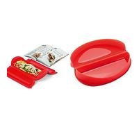 Lékué - Kit Estuche de vapor 1,2 personas + libro de recetas, 650 ml, Silicona + - Recipiente para cocinar tortillas francesas en microondas, color rojo