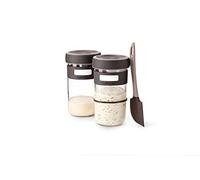 Lékué Kit Masa Madre, 2 recipientes de vidrio, espátula y recetario