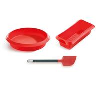 Lékué Kit Moldes Repostería: Redondo+Rectangular+Espátula, silicona Rojo
