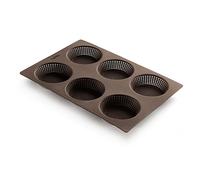 Lékué Molde de silicona para pan redondo, 6 cavidades, Marrón, 20,3 x 29 x 1,9 cm
