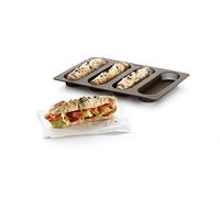 Lékué Molde de silicona platino para hornear mini baguettes, Marrón, 29.2 x 20.3 x 2 cm