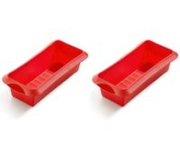 Lékué - Molde de silicona Rectangular, Rojo, 24cm (Paquete de 2)
