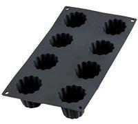 Lékué Molde repostería Cannelé Bordelais, silicona Negro, 8 cavidades