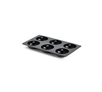 Lékué Molde Repostería Doughnut/Donut 6 cavidades, silicona platino Negro, 540 ml