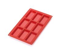 Lékué Molde repostería mini bizcocho Financier, silicona Rojo, 9 cavidades