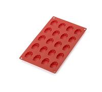 Lékué Molde repostería Mini Magdalena Concha, silicona Rojo, 20 cavidades