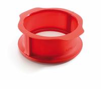 Lékué Molde Springform, redondo desmontable Duo, Silicona + cerámica Rojo, 15 cm