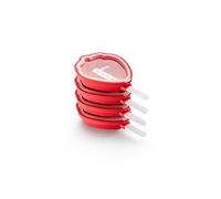 Lékué Pack de Moldes para Helados en Forma de Fresa, Silicona platino Rojo, 95 ml x 4 Unidades
