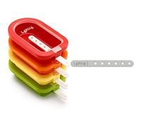 Lékué - Polo Apilable Classic, Silicona, Surtido Multicolor, 16,5 Cm, 4 Unidades + Pack De Palos Para Helado, Blanco, 12.2 Cm, 20 Unidades