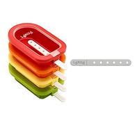 Lékué Polo Apilable Mini 10,5 Cm, 4 Unidades, Surtido Multicolor, Silicona + Pack De Palos Para Helado, Blanco, 12.2 Cm, 20 Unidades