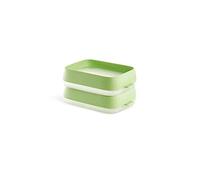 Lékué Reusable Seal Tray, Set 2 Bandejas Reutilizable para conservar Alimentos, Verde, 22x15x6 cm