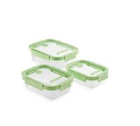 Lékué Set 3 recipientes herméticos 527999 – 100% vidrio rectangulares 640/1050/1520 ml Verde