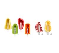 Lékué Set 4 Moldes Helados Icónicos de Silicona, 11.5 cm x 55 ml + Pack moldes helado, Silicona, Multicolor, 4 unidades