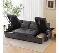 Lekvvied Sofá cama en forma de U de 4 plazas con portavasos, sofá rinconera con contenedor, sofá de apartamento con portavasos y cojines incluidos, mueble multifuncional para la sala de estar, Gris