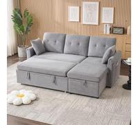 Lekvvied Sofá esquinero en forma de L con función de cama y espacio de almacenamiento, sofá cama de 3 plazas con chaise longue reversible, sofá convertible con cojines, sofás de chenilla suave para