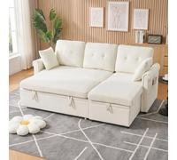 Lekvvied Sofá esquinero en forma de L con función de cama y espacio de almacenamiento, sofá cama de 3 plazas con chaise longue reversible, sofá convertible con cojines, sofás de chenilla suave para