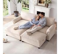 Lekvvied Sofá modular esquinero en U, sofá modular de 4 plazas, con 2 reposapiés móviles, sofás modulares acolchados con función de cama, sofá Cloud con asiento profundo, respaldo alto, felpilla