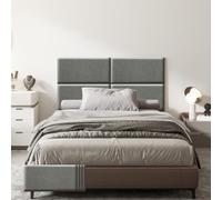 LELEFIDO Paneles de Pared Tapizados Autoadhesivos de Lino, 3D Insonorizados, Cabecero de Cama Con Espuma Para Dormitorio, Sala de Estar, Oficina - Gris (4 Unidades)