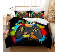 Leleyouzer Jungen Gamer - Juego de ropa de cama infantil con diseño de gamepad en 3D, funda nórdica de microfibra suave con 2 fundas de almohada de 50 x 75 cm (G2, 200 x 200 cm)