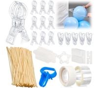 LemonRoad El juego de 108 clips para arco de globos incluye 10 clips grandes transparentes de 3.5 pulgadas, 50 piezas 260 globos transparentes de 5 clips pequeños de 2.36 pulgadas, puntos de adhesivo