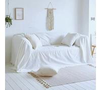 L'Emporio Casa Funda de sofá, colcha, lona resistente, algodón de Panamá 160 x 260 - 260 x 280 - 360 x 280 cm, tamaño maxi, cobertor de algodón, granfoulard, fabricado en Italia (Blanco)