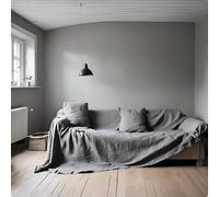 L'Emporio Casa - Funda para sofá y cama de tela gruesa robusta de algodón en Panamá 160X260-260x280-360x280 Tamaños maxi, funda de cama de algodón granfoulard, fabricada en Italia (GRIGIO SCURO