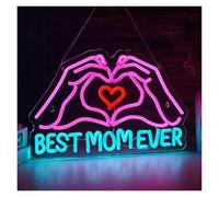 LEMST Decoración Lámparas Best Mom Ever Letrero De Neón Regulable Para Decoración De Pared Para Fiesta De Cumpleaños Del Día De La Madre Iluminado 42cmx27.5cm/16.54inx10.83in